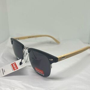 Superior Optical Trends Clubmaster-Style Sunglasses – Bamboo Arms – UV400 Maximu